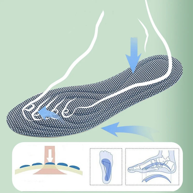 Plantillas ortopédicas de espuma viscoelástica para zapatos, desodorización antibacteriana, absorción de sudor, calzado deportivo, almohadillas para correr, 2 uds.