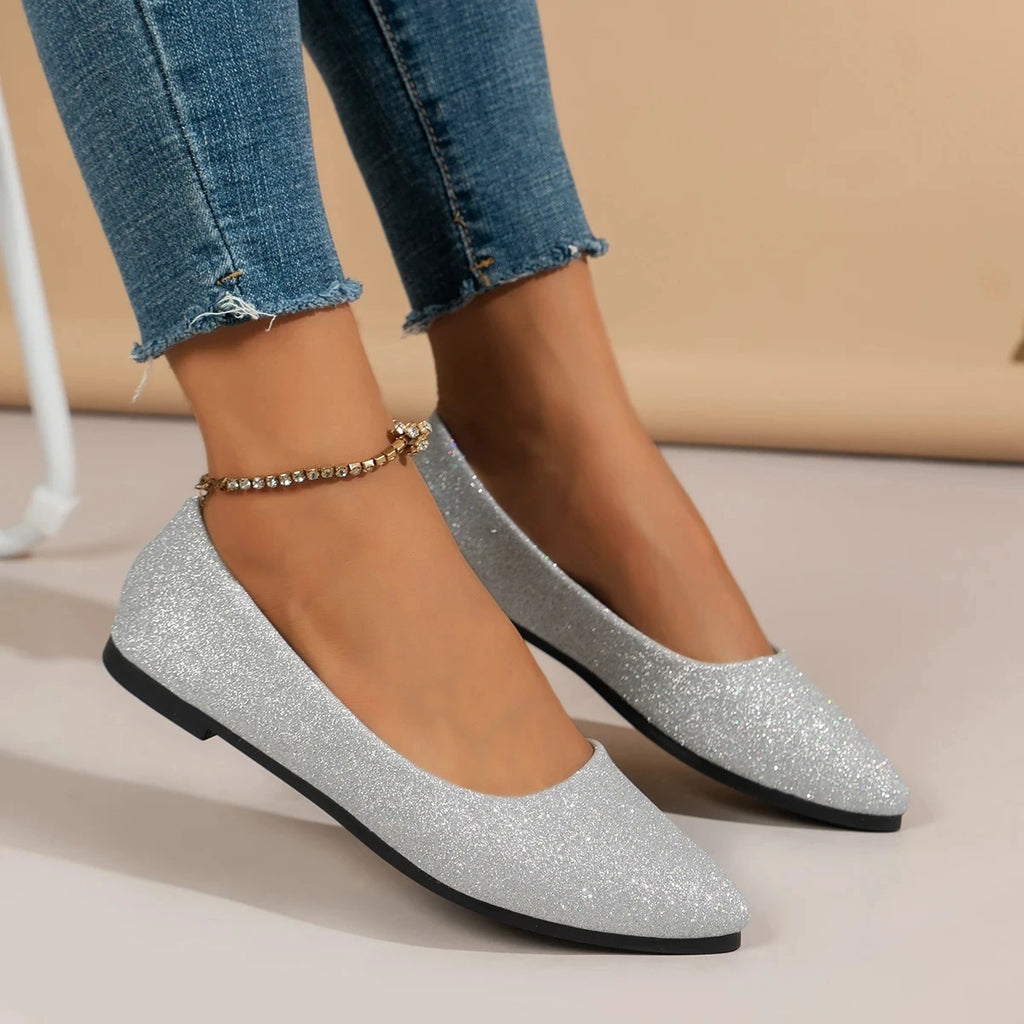 Nueva llegada 2024 zapatos de verano bonitos y a la moda con punta estrecha para mujer, zapatos planos de bailarina, zapatos informales cómodos para mujer