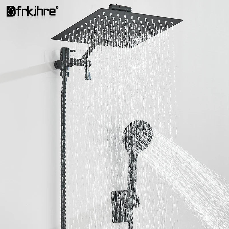 Juego de ducha oculto dos en uno, manguera larga para ducha, cabezal de ducha de lluvia de alta presión de 8/10 pulgadas, ducha de lluvia para baño