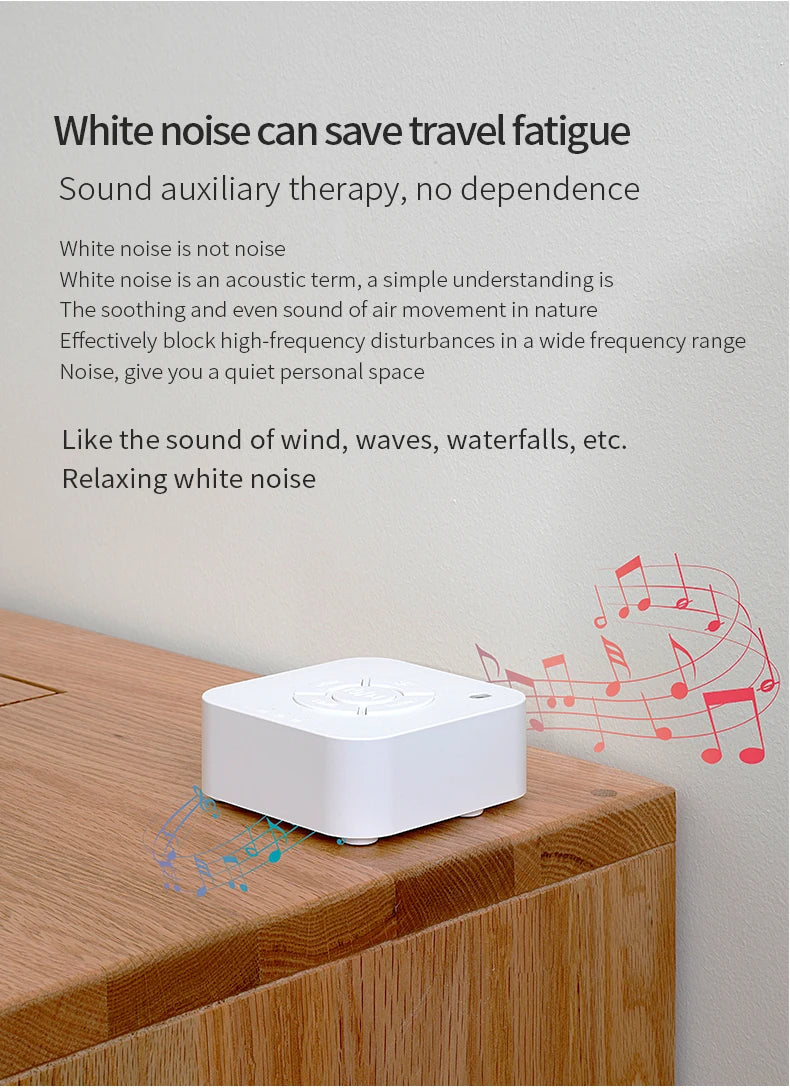 Máquina de ruido blanco para bebé para dormir, chupete de sonido portátil con 10 sonidos relajantes, recargable por USB, temporizador de apagado automático