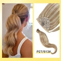 Cola de Caballo de cabello humano Yelo, Clip envolvente en pieza de cabello, extensión de cola de caballo, cabello humano liso con pasta mágica