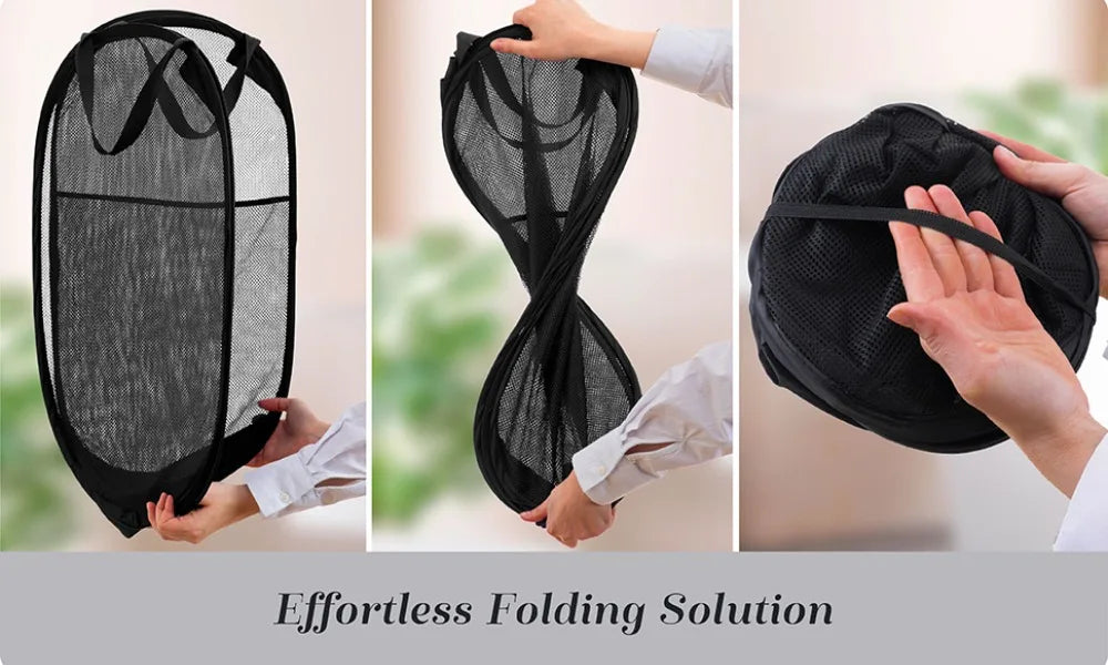 Cesta grande para la colada, cesto para la colada emergente de malla plegable, bolsillo lateral, almacenamiento de ropa transpirable, organización del almacenamiento de la ropa