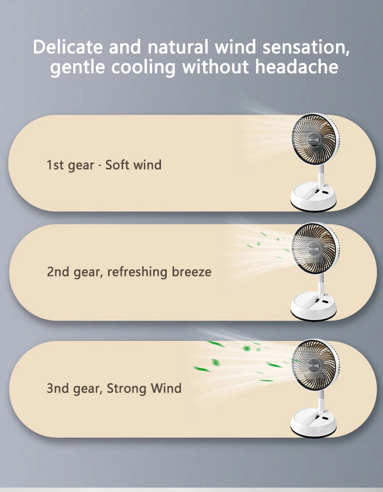 Ventilador de pie oscilante portátil con mando a distancia, ventilador de escritorio plegable, ventilador de Pedestal con batería recargable para acampar
