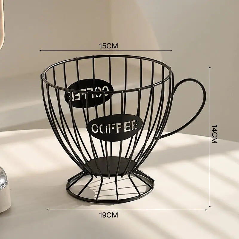 ♥ Soporte para Cápsulas de Café de Metal en Forma de Copa (Dorado/Negro) - Estante de Almacenamiento de Alambre para Cápsulas Nespresso, Organizador de Encimera de Cocina