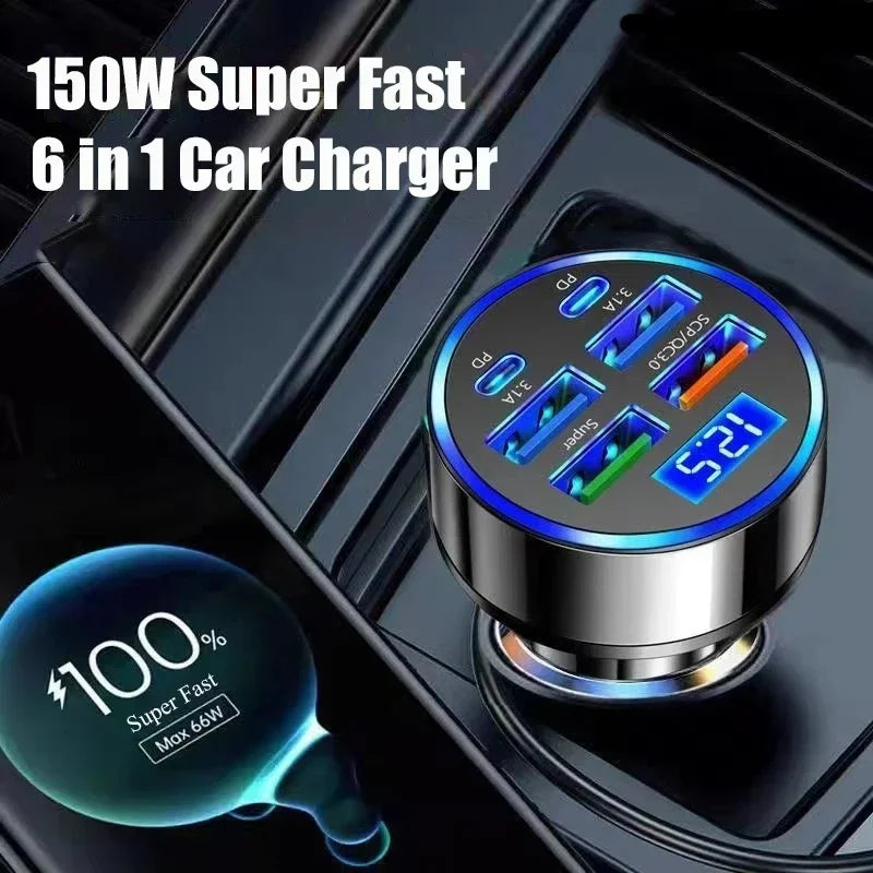 Cargador de coche de 350W USB PD QC3.0 USB C cargador de teléfono de coche adaptador tipo C para iPhone Samsung Huawei Xiaomi carga rápida ﻿