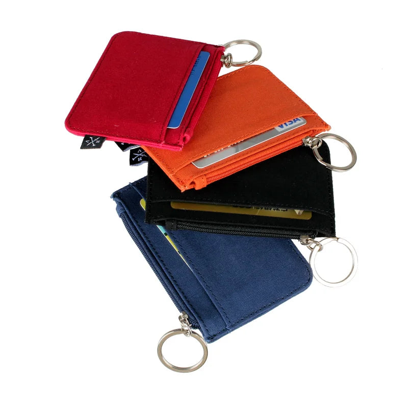 Monedero para mujer, cartera delgada minimalista para hombre, tarjetero, monedero de lona 4642