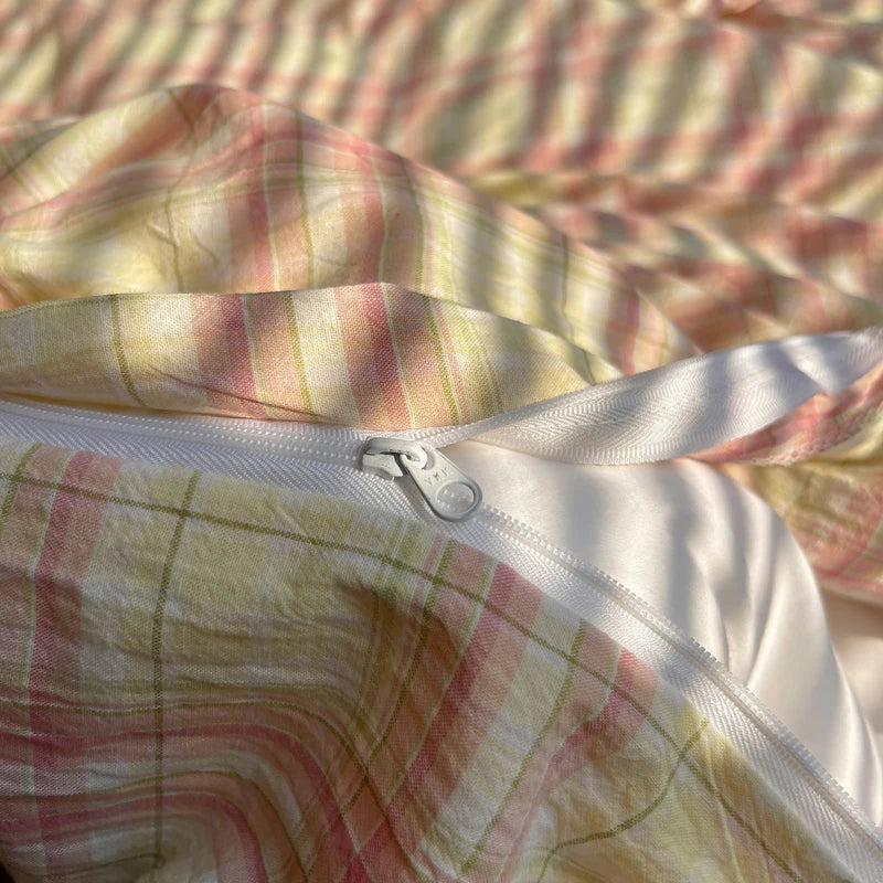 Juego de cama suave de algodón 100%, funda nórdica con estampado de rayas y funda de almohada, ropa de cama, colcha, fundas de almohada, juegos de edredón