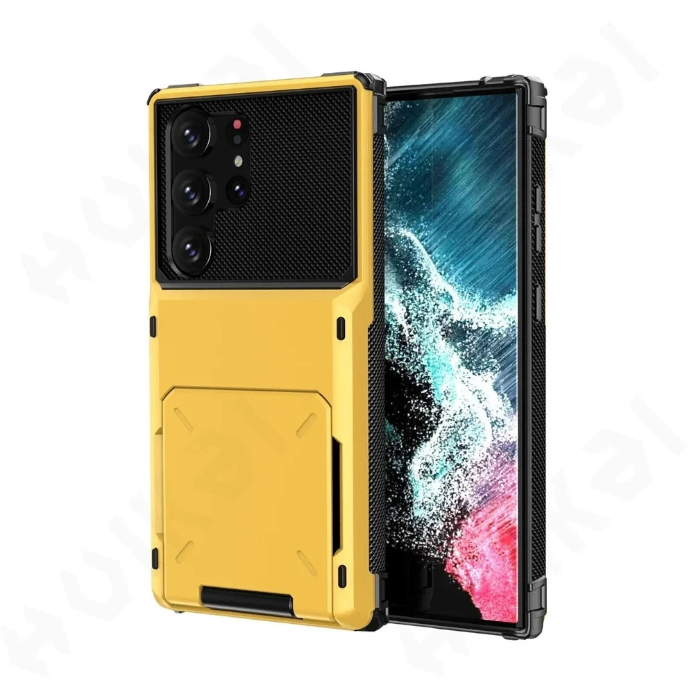Funda con Tarjetero para Samsung Galaxy S26 Ultra S25 S24 S23 S25 FE A17 A56 A37, Funda Protectora Resistente con Ranura Oculta para Tarjetas