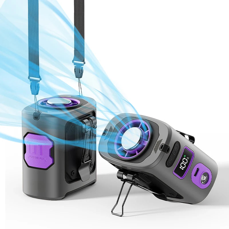 Ventilador de cintura portátil MUXNW 【protección contra caídas con funda de silicona】Ventilador de cintura con clip para usar en el cinturón debajo de la ropa, pantalones o cintura.