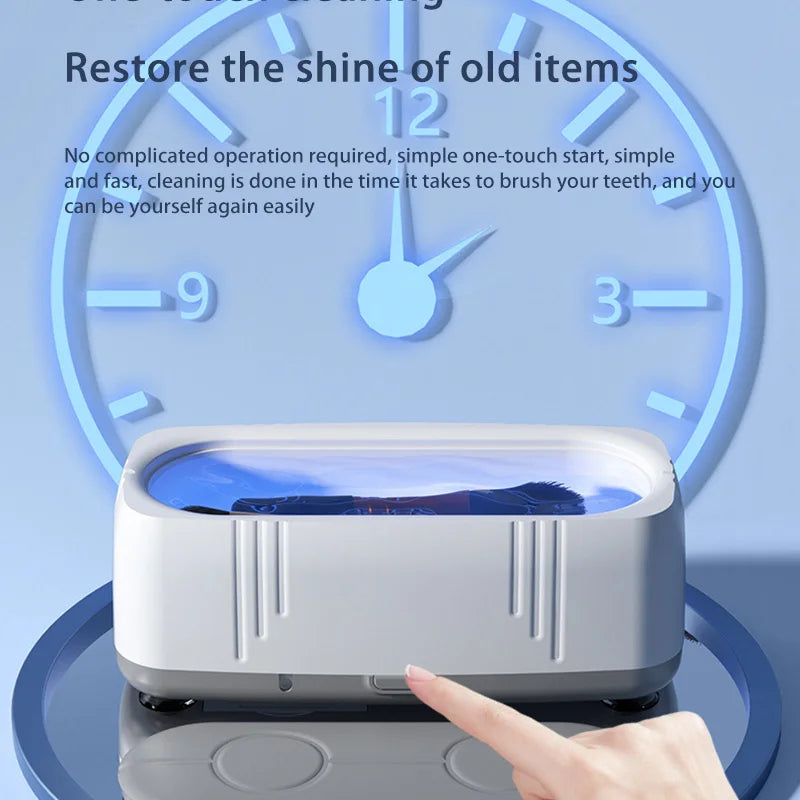 Limpiador Ultrasónico de Gafas de 48KHz de Alta Frecuencia, Limpiador de Lentes Automático con Luz Azul USB, Máquina de Limpieza de Joyas para el Hogar