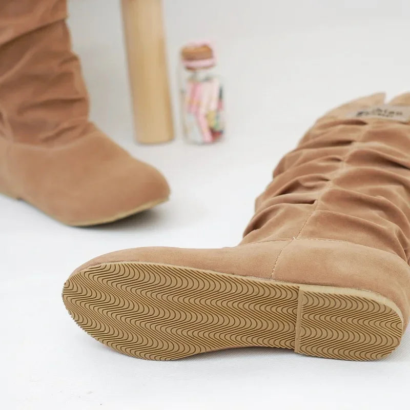 Botas de nieve de longitud media europeas y americanas, Botas de moda mate con encaje interior elevado, Botas Altas Plataforma Mujer Zapatos 2023