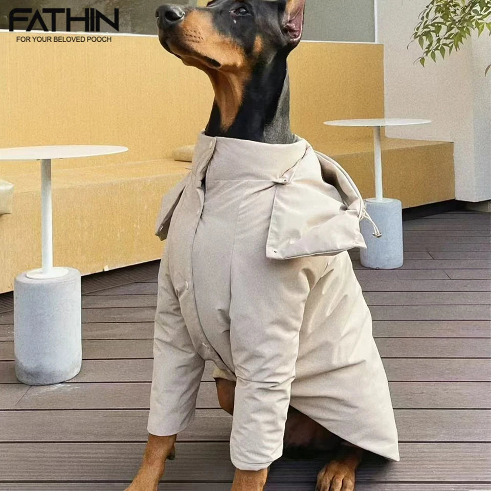 FATHIN Chaqueta acolchada de algodón a prueba de viento para invierno para perros grandes Doberman Pastor Alemán Malamute Alaska Abrigo cálido para exteriores