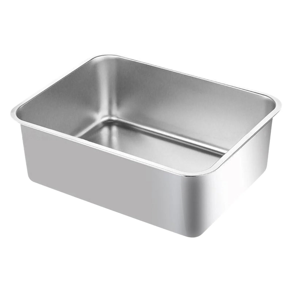 Caja de arena para gatos de acero inoxidable 304, bandeja de arena grande de acero inoxidable para interiores, sartén de Metal de alta cara para gatos, suministros de limpieza para gatos