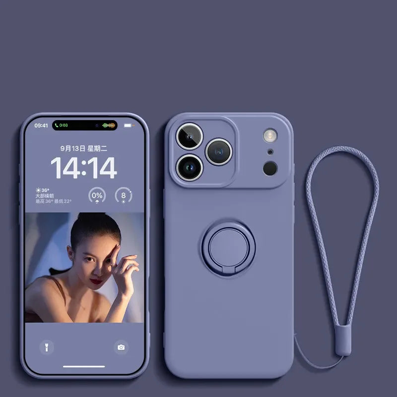 Funda Magnética con Anillo de Silicona Líquida para iPhone 17 Air 16E 15 14 13 12 11 Pro Max Plus, Antigolpes, Protectora y Suave