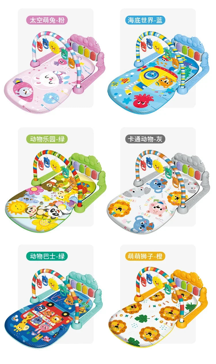 Soporte de Fitness para bebé, gimnasios y manteles de juegos de dibujos animados, estante de música, alfombra de educación temprana para bebé, estera de juego para gatear, regalos de 0 a 36 meses
