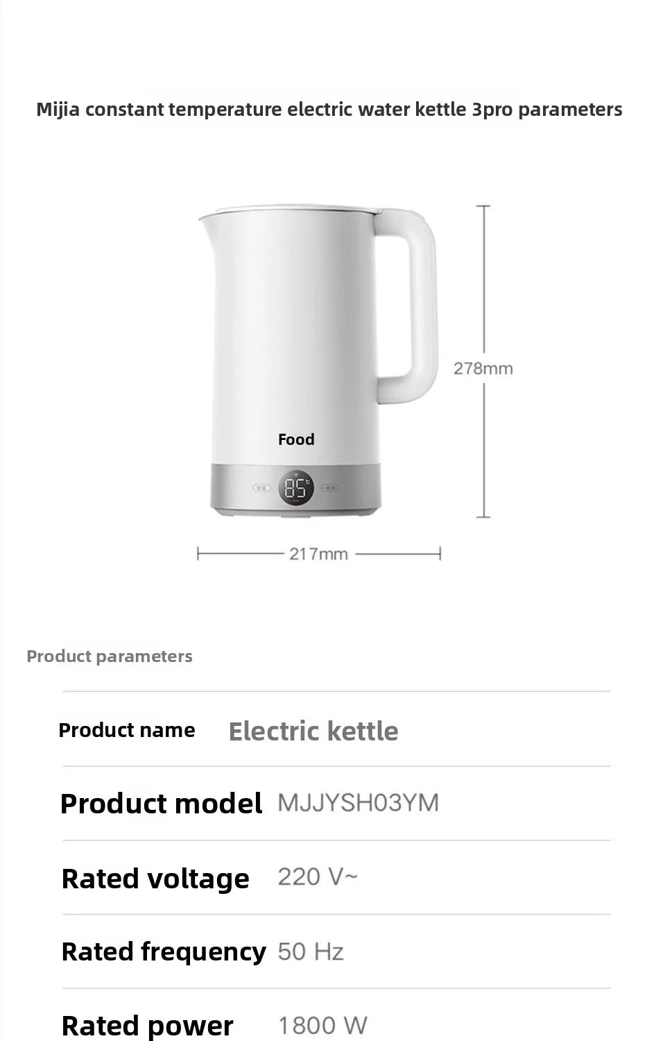 Nuevo hervidor eléctrico Mijia con temperatura constante 3 Pro, aislamiento de 24 horas, acero inoxidable 316L, calentamiento rápido de 1800w, 2L, aplicación MiHome