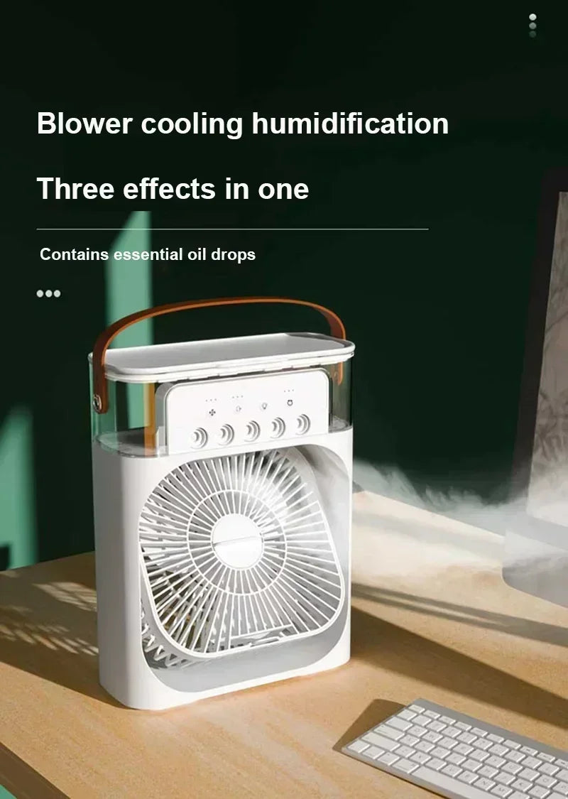 Ventilador humidificador portátil, aire acondicionado, Enfriador de aire pequeño para el hogar, hidromasaje, ajuste de aire portátil para oficina, ventilador de 3 velocidades