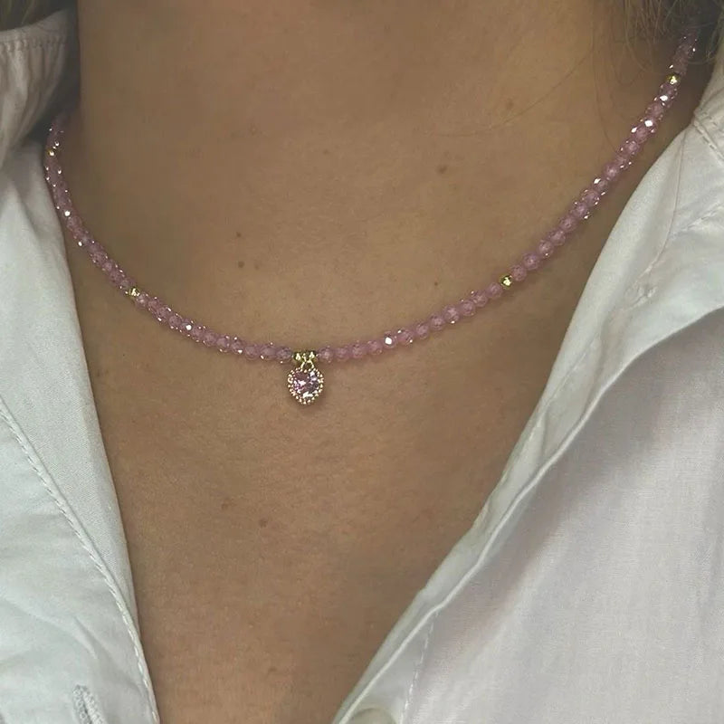 Collar con colgante de cadena con borlas a la moda para mujer, cadena de perlas de imitación y cristal transparente bohemio, joyería, regalo de San Valentín N0538