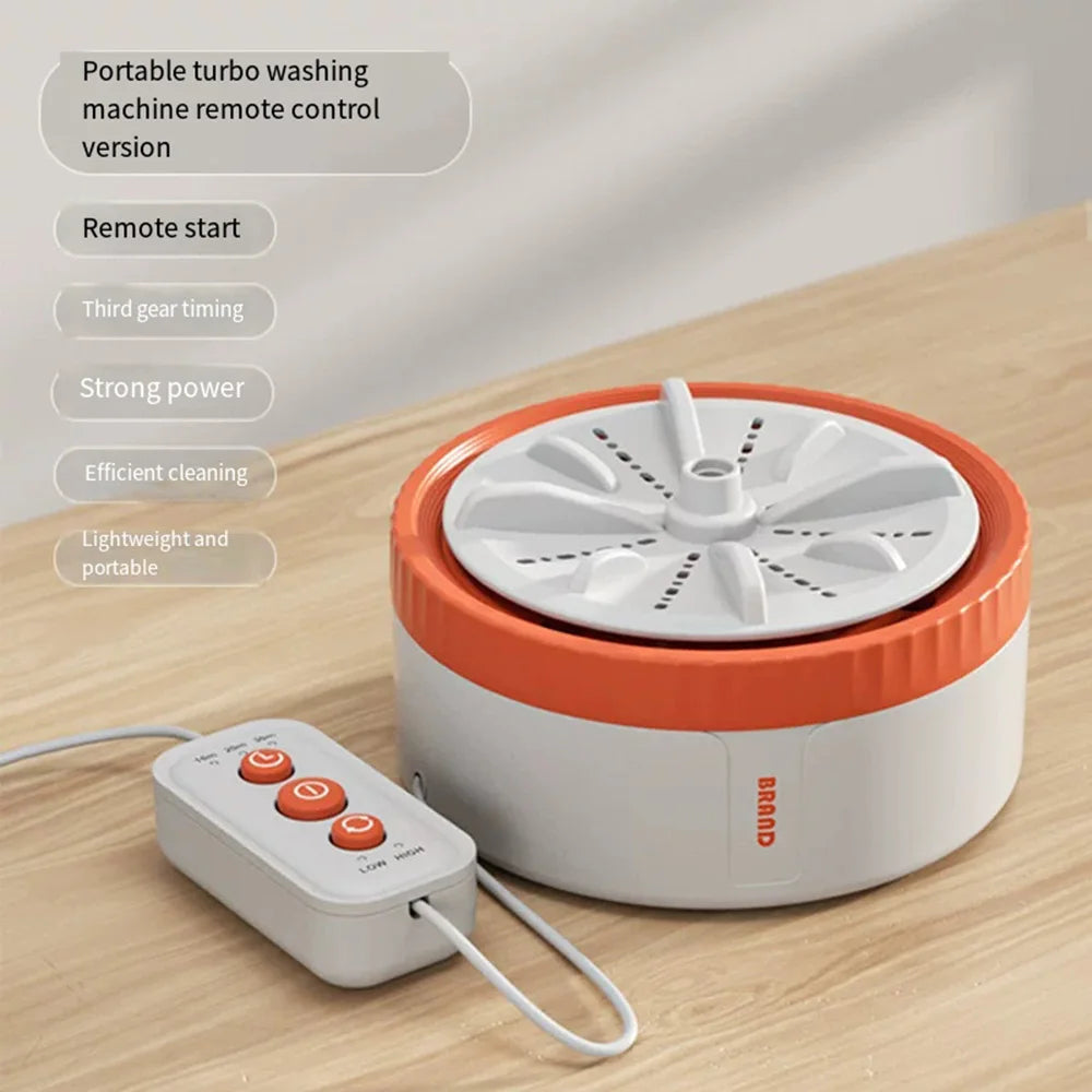 Mini lavadora portátil con control remoto para el hogar, máquina de lavado con USB, giratorio, Turbo Fruit, ultrasónico, para ropa, cocina, viaje