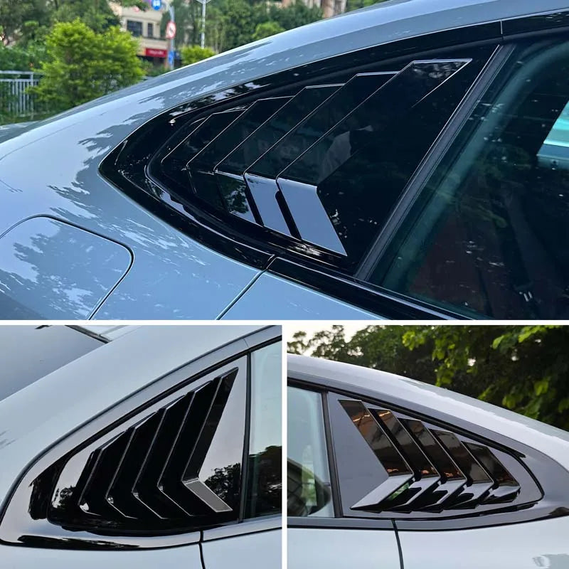 WoeFor 2020-2024 BMW Serie 4/i4 G22 persianas triangulares traseras ABS negro piano, accesorios de modificación exterior para coche, juego de 2 piezas
