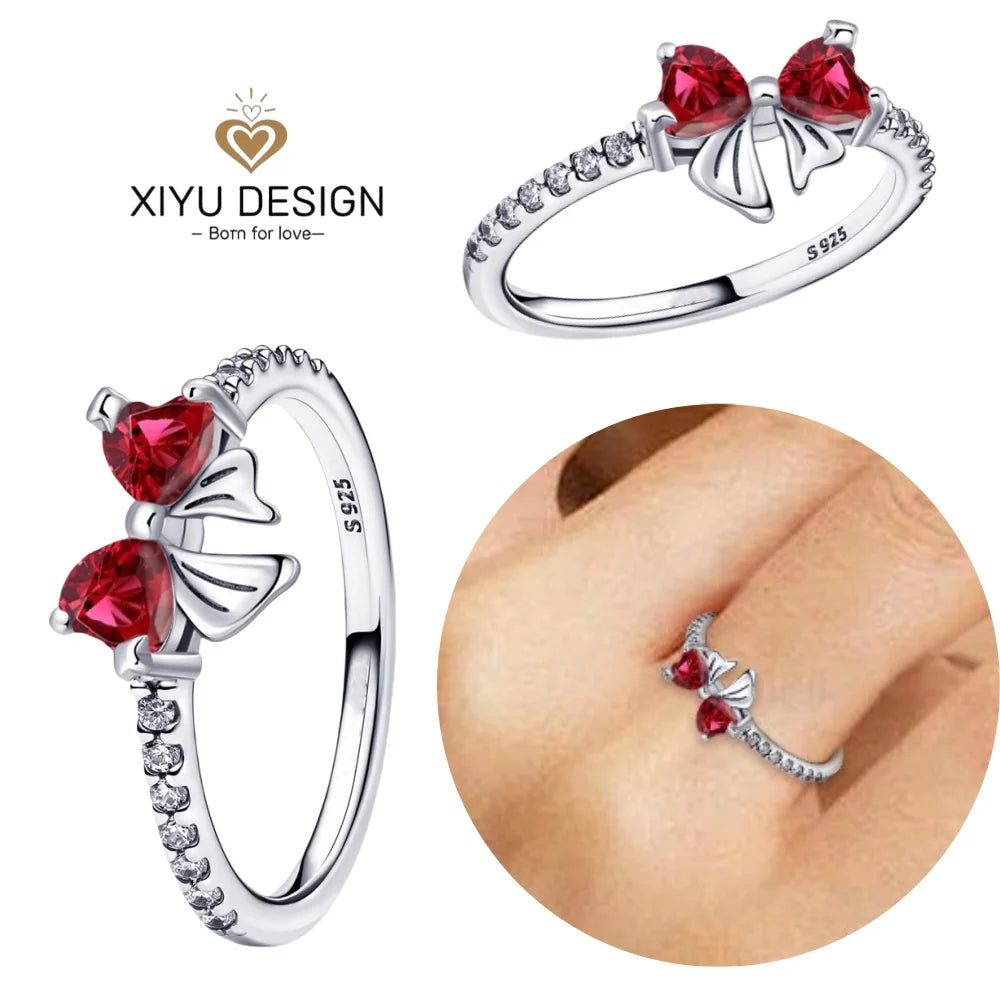2024 nuevo anillo de plata 925 anillo de lazo brillante de circón anillo de boda de dedo Original S925 DIY regalo de joyería fina para mujer