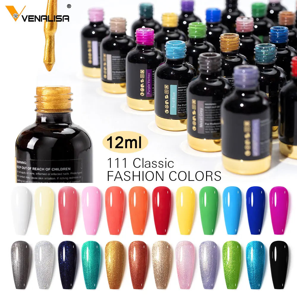 Venalisa-esmalte de Gel con purpurina, laca de Gel UV LED para manicura de uñas, autonivelante, supertextura, capa superior templada Nowipe, 12ml