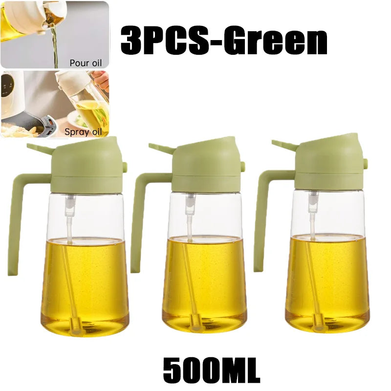 Botella pulverizadora de aceite en aerosol de plástico 2 en 1, 500ml, dispensador de aceite en aerosol, tarro de aceite, vinagrera, barbacoa, cocina, hornear, asar, Picnic, herramienta de cocina