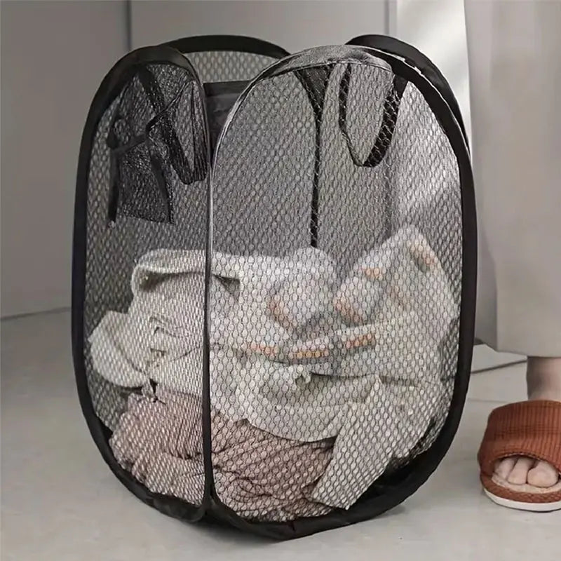 Cesta para la colada emergente de malla, cesta para la colada, cesta plegable para almacenamiento de ropa sucia, cesta de almacenamiento de gran capacidad