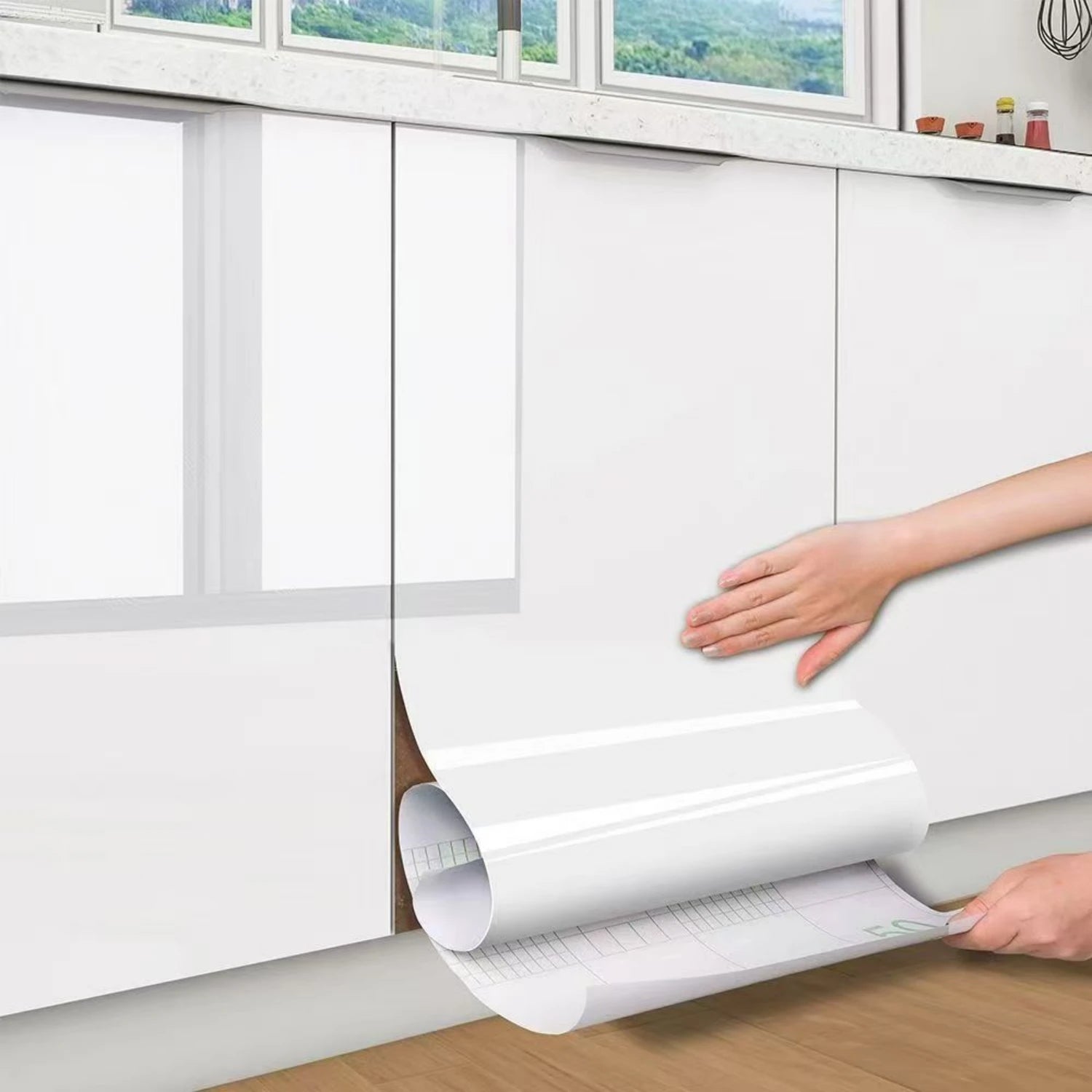Pegatinas de Pared Lisas de Alto Brillo para Muebles, Película de PVC Perlada, Papel Tapiz Impermeable, Decoración DIY para Habitaciones, Armarios y Cocinas