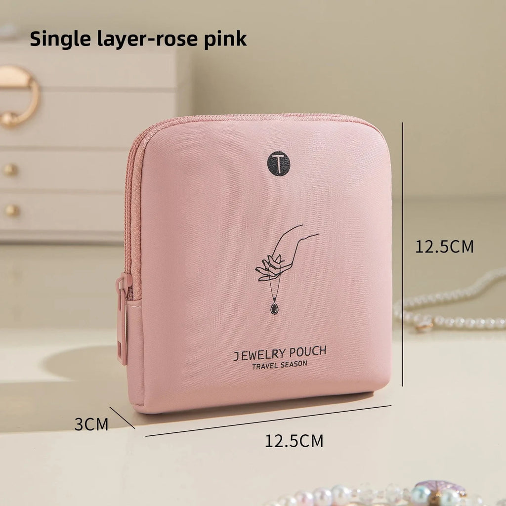 Bolsa de Joyería Portátil de Lujo, Mini Organizador de Viaje con Compartimentos, Estuche Impermeable para Aretes, Pulseras y Anillos