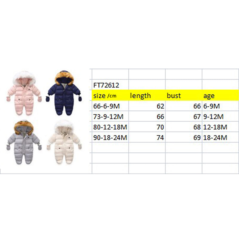Traje de nieve de invierno para bebé de 0 a 24 meses, mono, abrigo, pelele, prendas de vestir cálidas, mono con capucha para niños y niñas