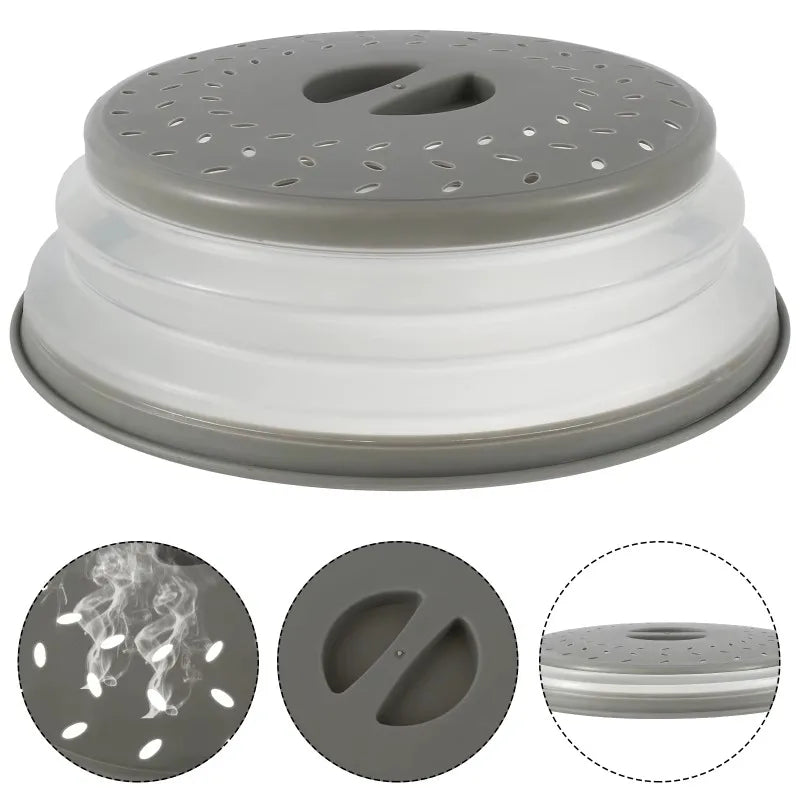 Protector Antisalpicaduras Plegable para Microondas, Apto para Lavavajillas, con Asa de Fácil Agarre, Filtro Ventilado para Alimentos, Herramienta de Cocina para Preparación de Comidas