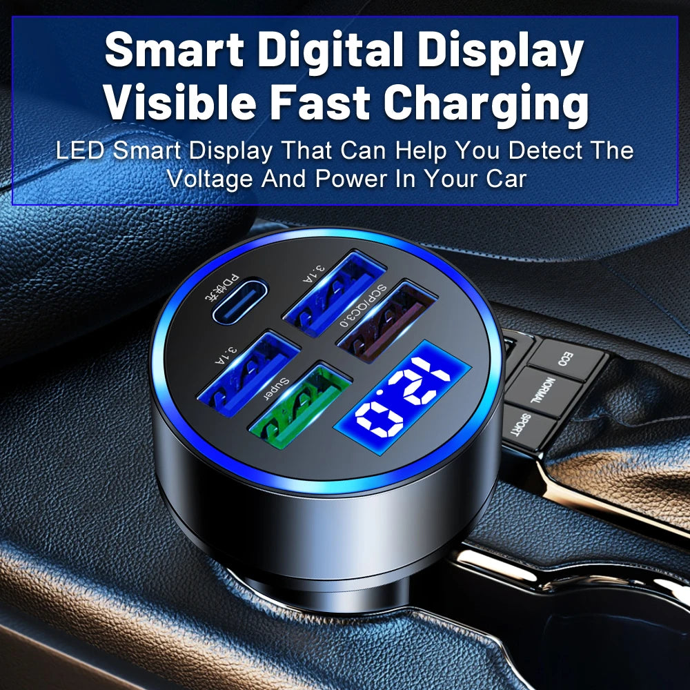 Cargador de coche USB, carga rápida, adaptador de cargador de teléfono móvil para coche 3,0 para iPhone 16 Pro 15, Samsung tipo C PD