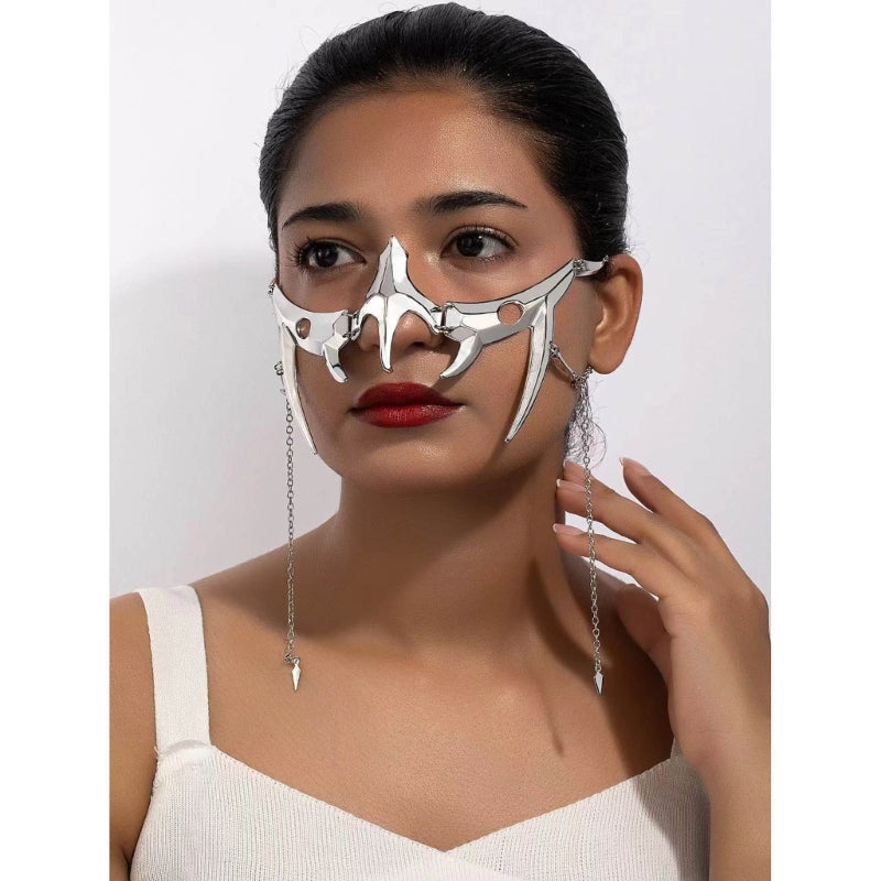 Pendientes de Metal para hombres y mujeres, Accesorios de Cara fluida de alienígena mecánico gótico, máscara Irregular Punk, joyería de fiesta de Halloween
