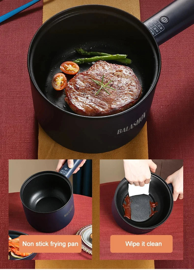 Mini Cocina eléctrica multifunción todo en uno, olla individual de doble capa para el hogar, olla para Fideos, olla caliente antiadherente, herramienta de cocina