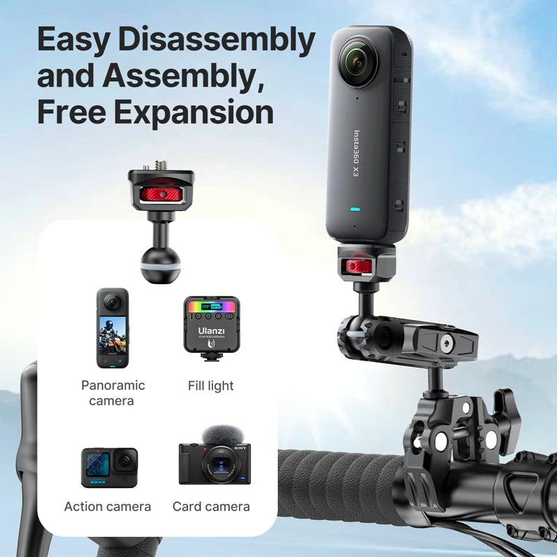 Super Abrazadera Ulanzi CO17 con 360 °   Adaptador Arri de brazo mágico con abrazaderas dobles de doble cabezal para luz LED de paraguas de cámara panorámica