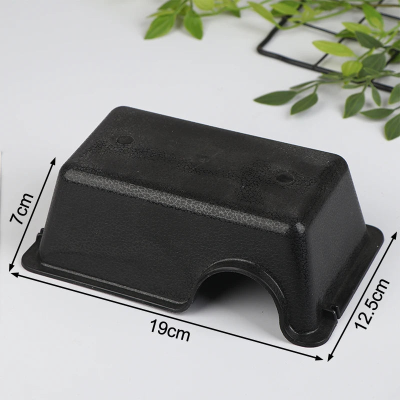 HUAHUACozy Hide Box para Reptiles; Cueva ventilada para geckos, serpientes, arañas, lagartos y insectos; Negro.HUAHUA