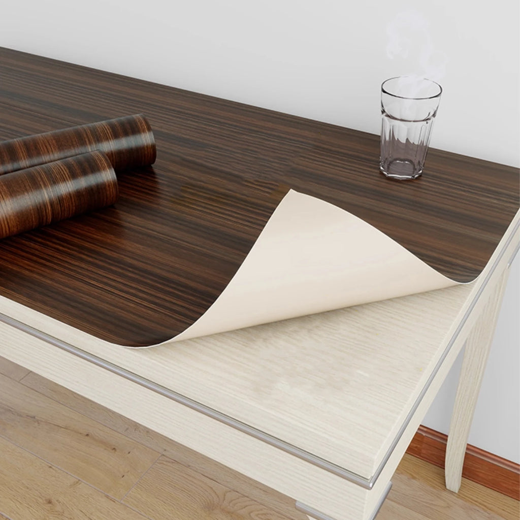 Rollo de papel tapiz adhesivo con 5 metros, pegatina impermeable de grano de madera, armario, puerta de escritorio, pegatinas de renovación de muebles