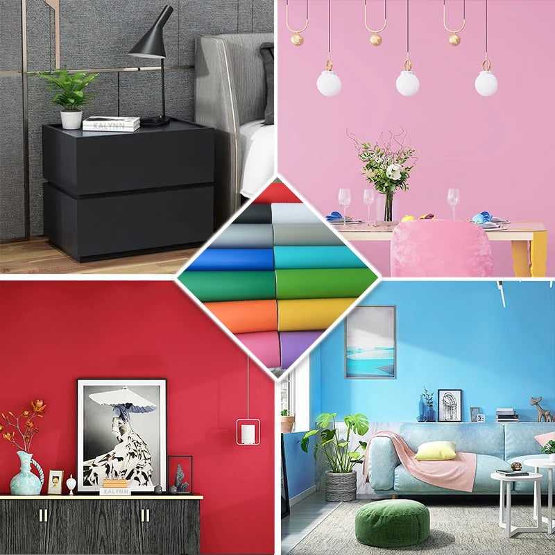 Papel tapiz impermeable de Color sólido, autoadhesivo para habitación, armario blanco y negro, pegatina de pared mate para muebles de cocina, ancho personalizable