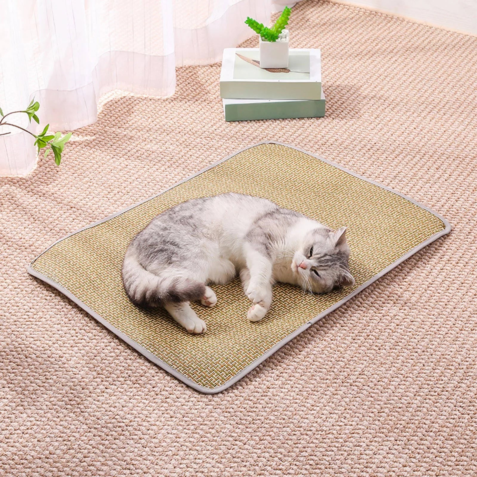 Almohadilla de Gel refrescante de verano para perros y gatos, estera antideslizante para mascotas, ropa de cama de bambú lavable con alivio del calor, uso interior y exterior