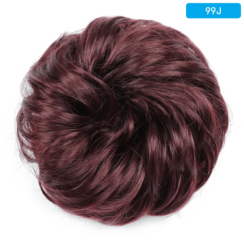 AZQUEEN-extensión de cabello de moño desordenado, banda elástica sintética, moño ondulado rizado, Scrunchies Donut Updo, postizo para mujer