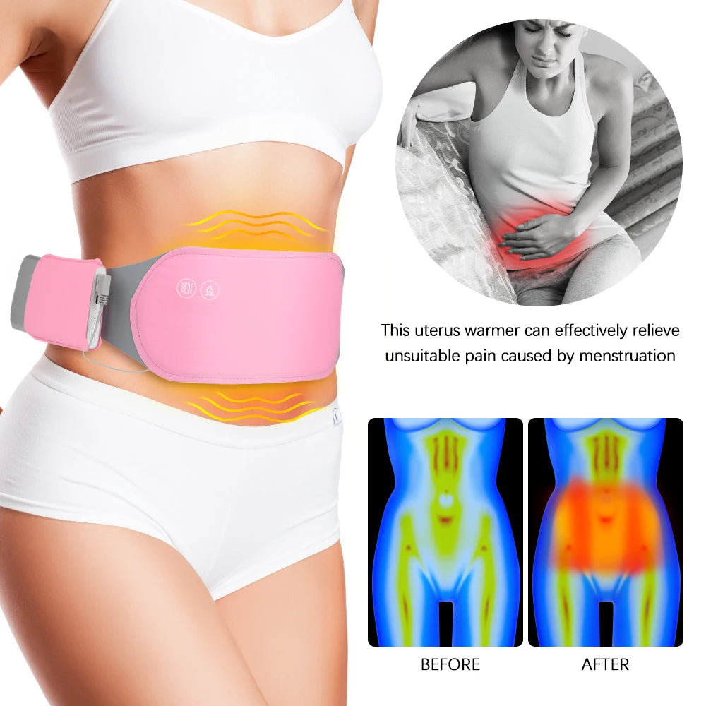 Almohadilla calefactora Menstrual, masajeador Abdominal eléctrico, cinturón de cintura calentado por vibración, cinturón calentador de útero USB para mujeres, cuidado de los períodos