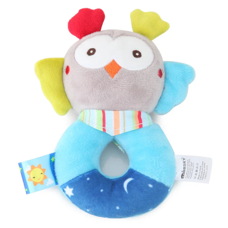 Sonajero de elefante de peluche para bebé, juguete educativo de dibujos animados para recién nacido de 0 a 24 meses, mordedor de campana de anillo de mano de oso