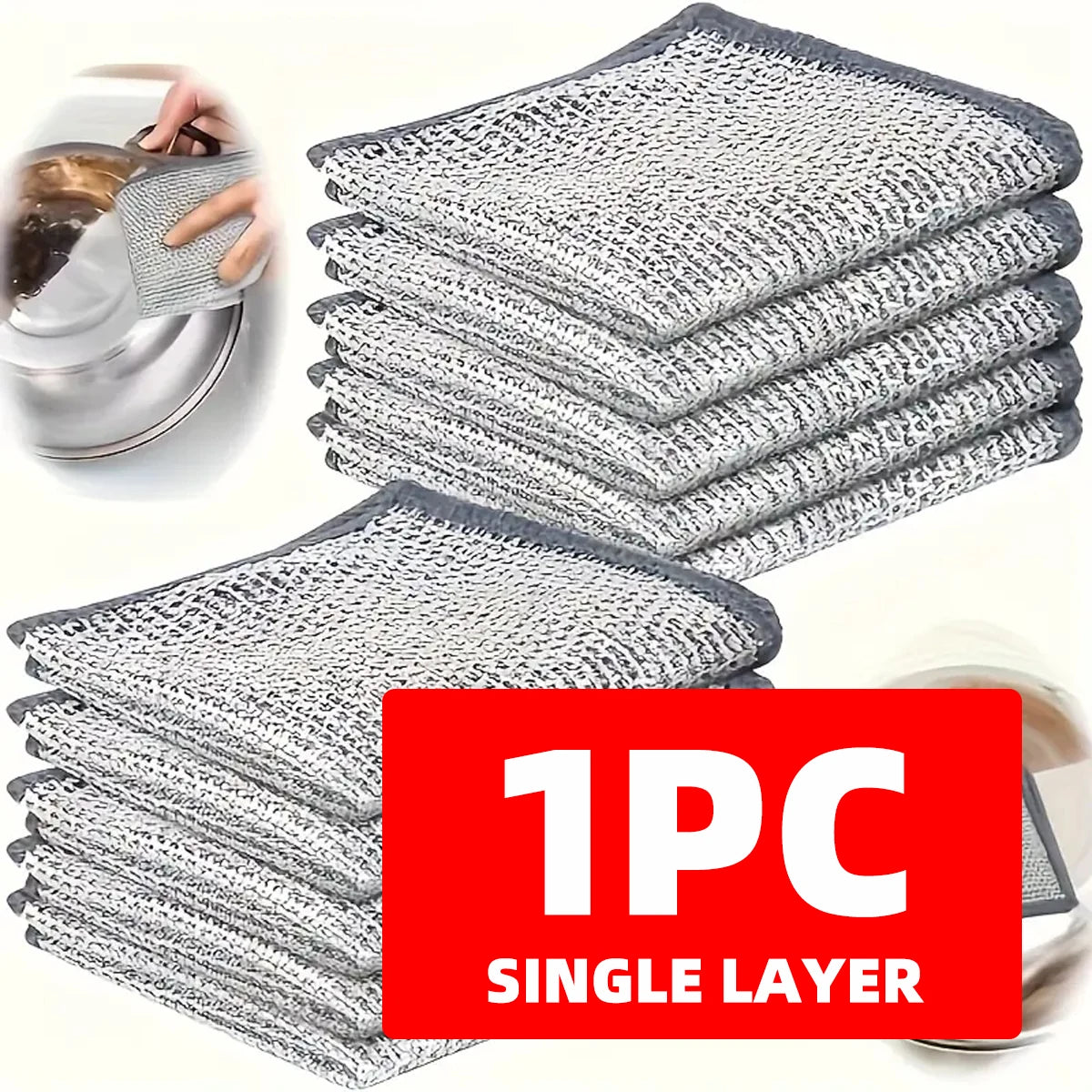 Paño para lavar platos de malla de alambre de acero inoxidable, una sola capa y doble capa, reutilizable para el hogar, limpieza fuerte sin arañazos, 1 ud.