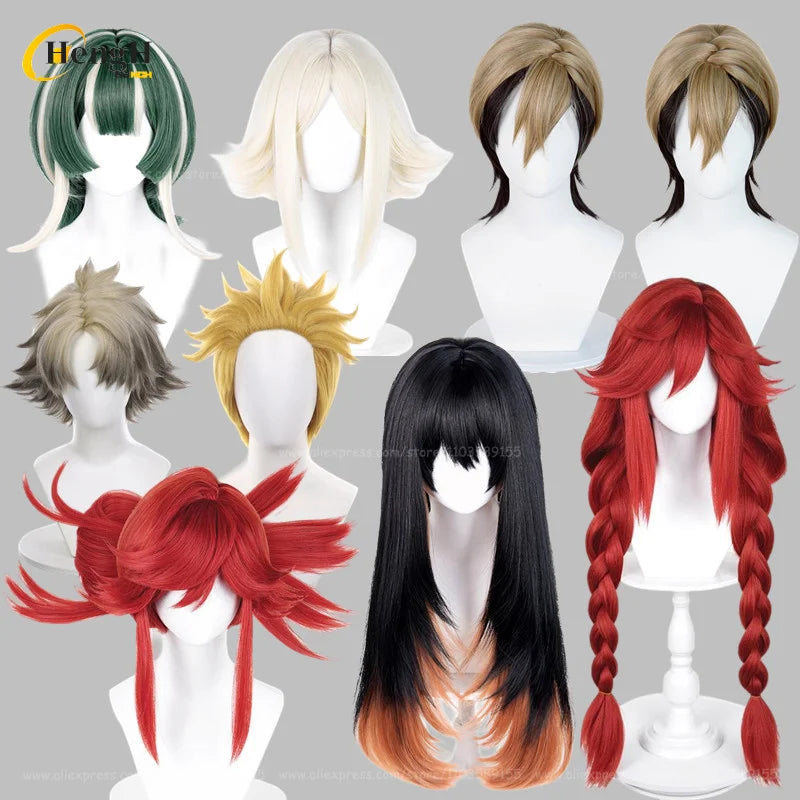 En stock Anime Zanka Guita Enji ‌   Pelucas de Cosplay Rudo Amo Li Glaze, pelo sintético resistente al calor, pelucas para fiesta de Halloween + gorro de peluca