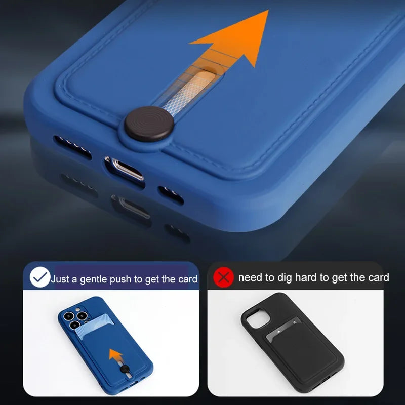 Con tarjetero funda de teléfono para iphone 16 13 14 12 11 15 pro max funda suave para iphone x xs xr max funda protección de cámara