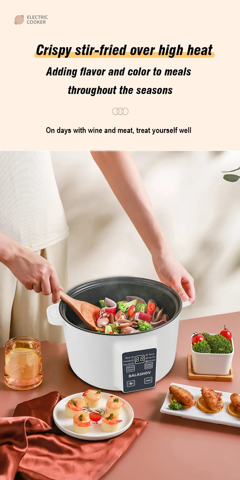 Cocinas múltiples para el hogar de 220V, cocina eléctrica de 3,5 L, olla de cocina antiadherente, olla caliente, olla arrocera inteligente, aparatos de cocina