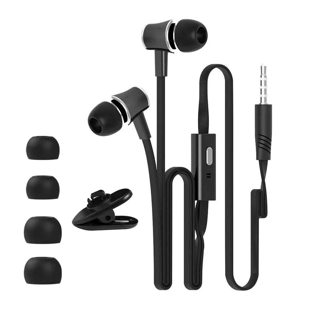 Auriculares Extra Bass con cable, auriculares de 3,5mm con micrófono, estilo fideos, auriculares deportivosки para Samsung