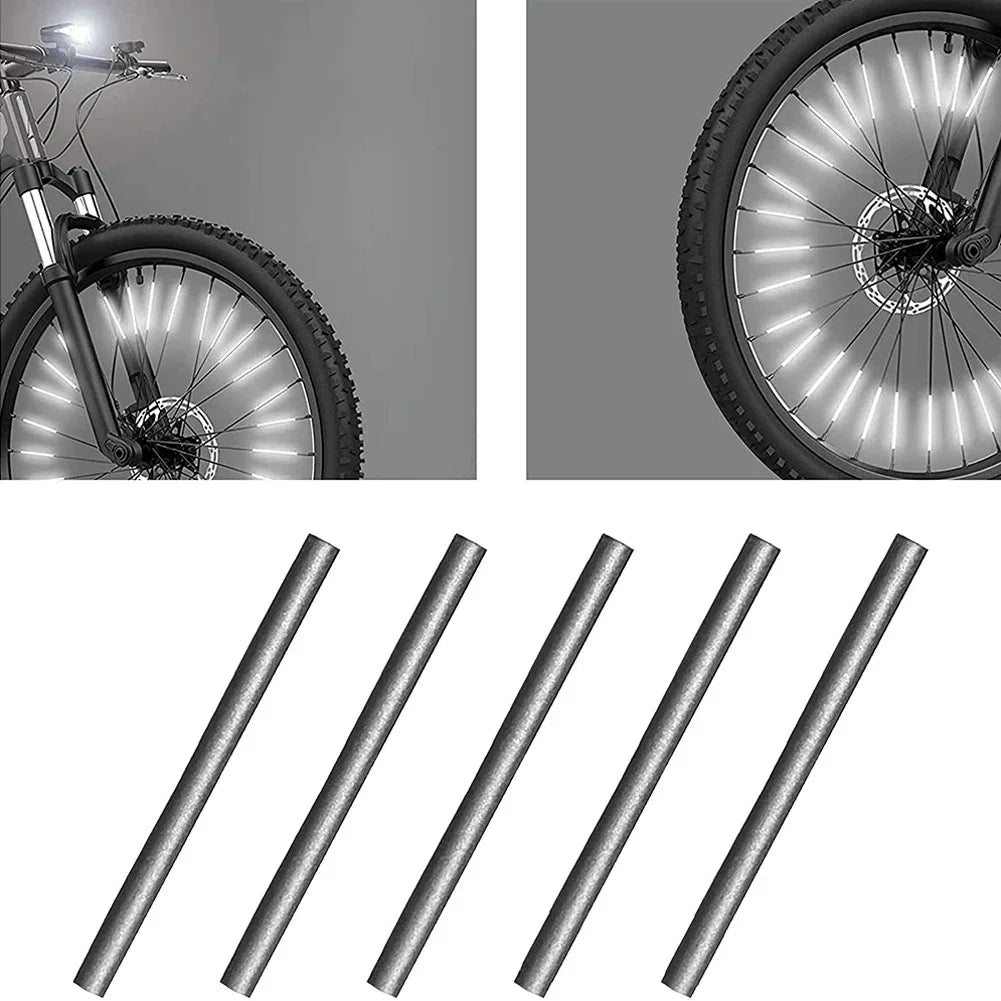 12 Uds radios de rueda de bicicleta pegatina reflectante tubo advertencia luz de seguridad DIY Reflector de ciclismo tubos reflectantes gran oferta