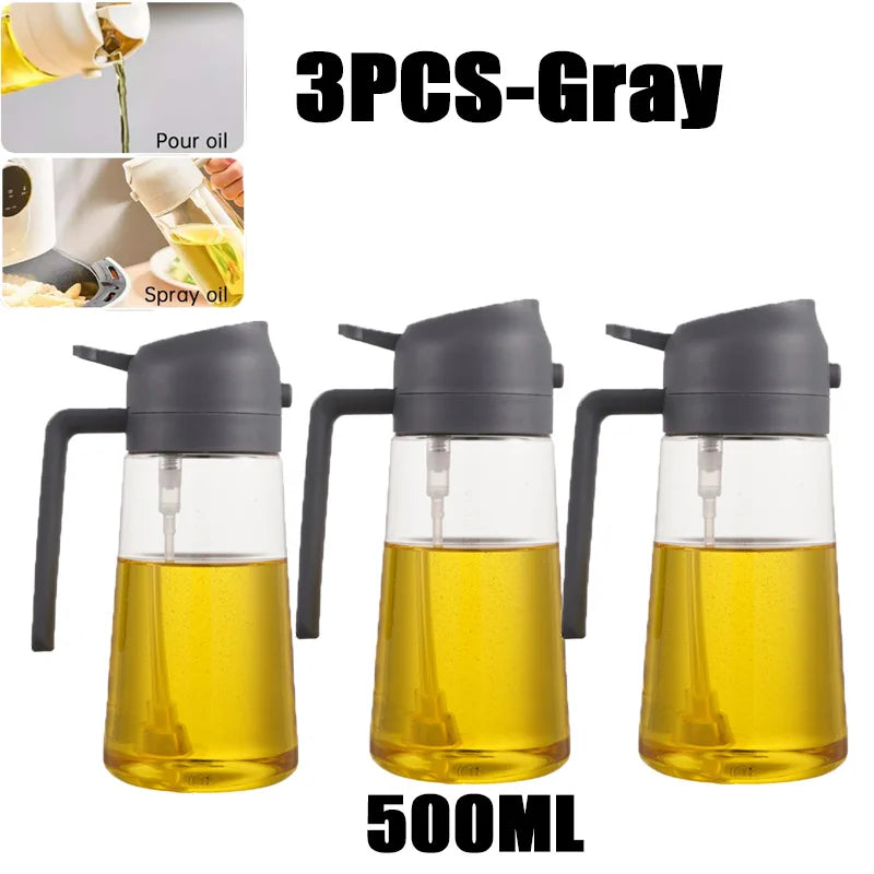 Botella pulverizadora de aceite en aerosol de plástico 2 en 1, 500ml, dispensador de aceite en aerosol, tarro de aceite, vinagrera, barbacoa, cocina, hornear, asar, Picnic, herramienta de cocina